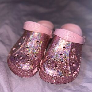 Pink glitter crocs
